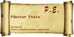 Pásztor Etele névjegykártya