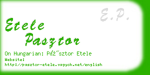 etele pasztor business card